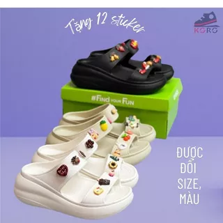 Dép cross đi biển lê nữ đế cao quai ngang 7cm crocs chính hãng độn đế cute chống trơn trượt KOROle2Q