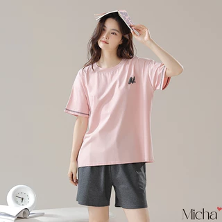 Bộ đồ mặc nhà nữ vải lycra cotton cao cấp dáng bộ ngủ quần đùi áo ngắn tay - A6Micha