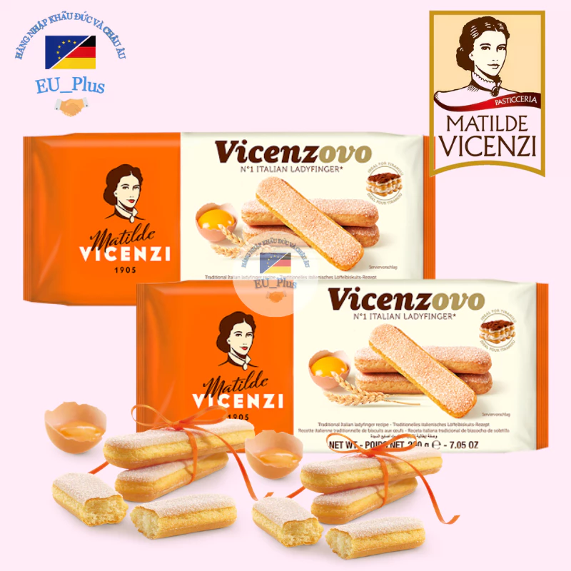 Bánh qui xốp Lady fingers Vicenzovo 200g (Ý) - Ý giá hạt dẻ, thơm ngon - Mẫu mới