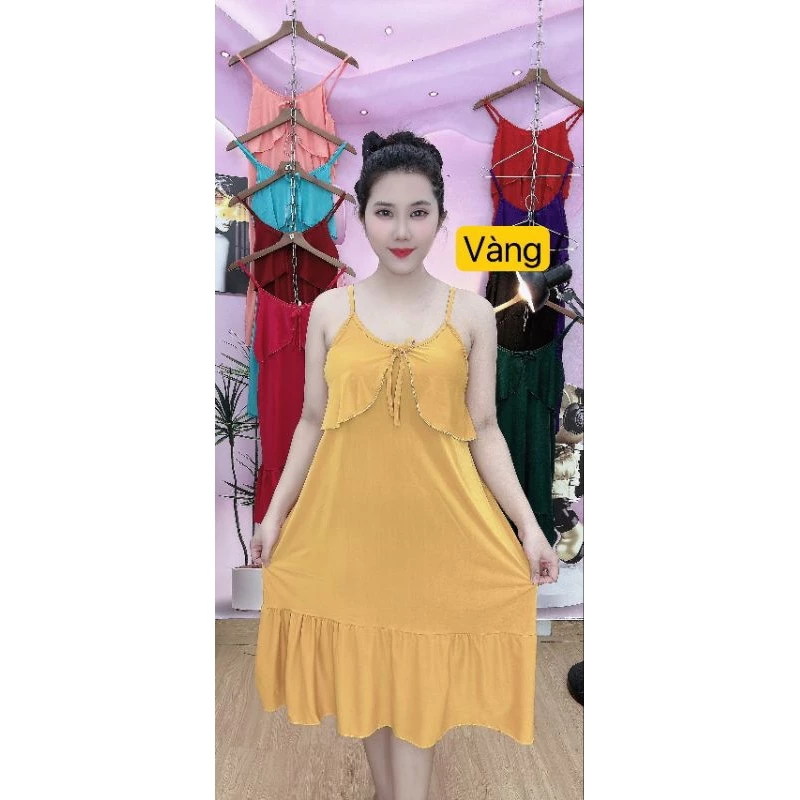 (40-100kg) Đầm 2 dây ngủ sexy size 40-100kg