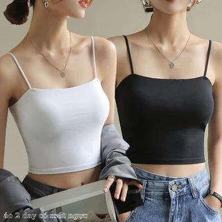 áo 2 dây có mút ngực nữ hai dây kiểu dài dây croptop bigsize màu trắng trơn đơn giản phom ôm mã HD06