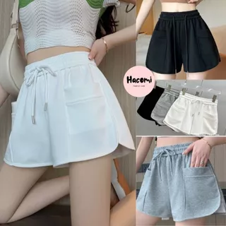 Quần short nữ, quần đùi nữ chất cotton da cá may 2 túi có dây rút kiểu dáng bo viền gấu hottren