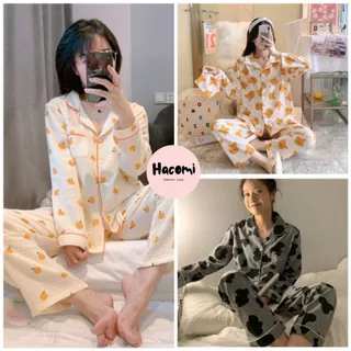 Bộ pijama DÀI TAY nữ- Set đồ bộ mặc nhà họa tiết dễ thương cute