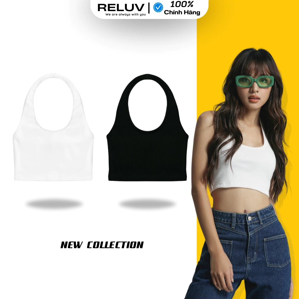 Áo yếm croptop trơn ôm body RELUV chất thun gân mềm - Áo Croptop nữ trơn basic 2 Size - RELUV.STUDIO