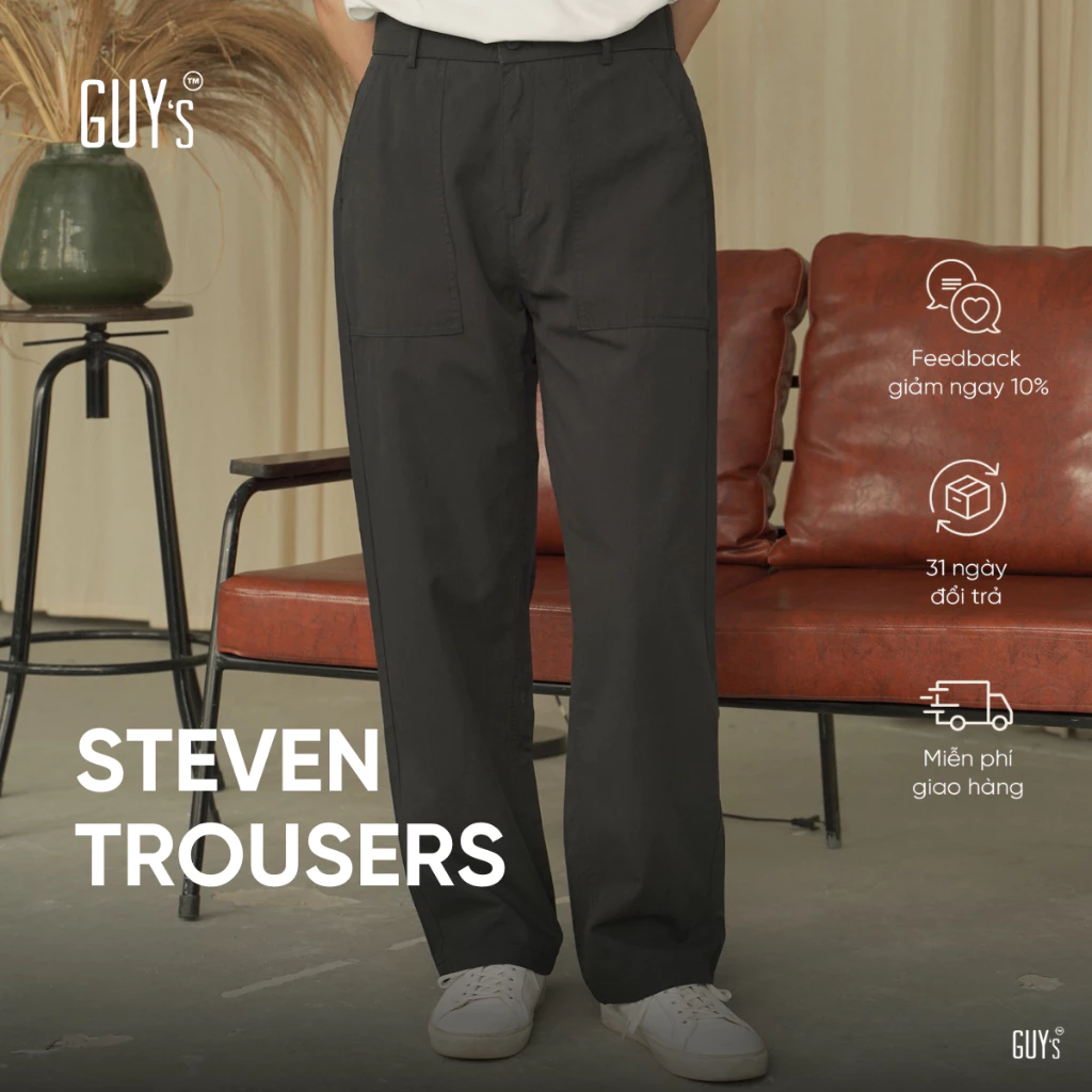 Quần Âu Nam Steven Trousers GUY's Closet - Quần Tây Ống Rộng Dáng Suông Thanh Lịch, Tối Giản