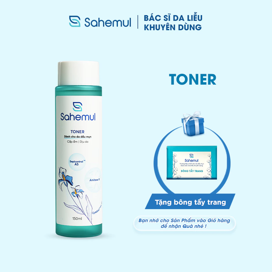 Toner Sahemul Giúp Cân Bằng pH, Giảm Tiết Dầu Nhờn, Cấp Ẩm Tức Thì Dành Cho Da Dầu Mụn 150ml