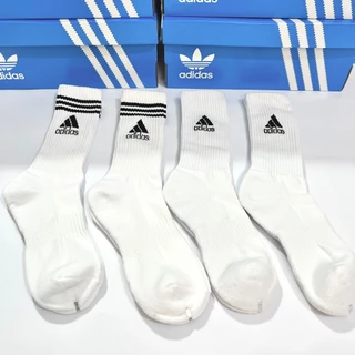 Tất vớ thể thao Adidas cao cổ logo chữ Trắng dày dặn - tất tập luyện đá bóng chạy bộ tập gym