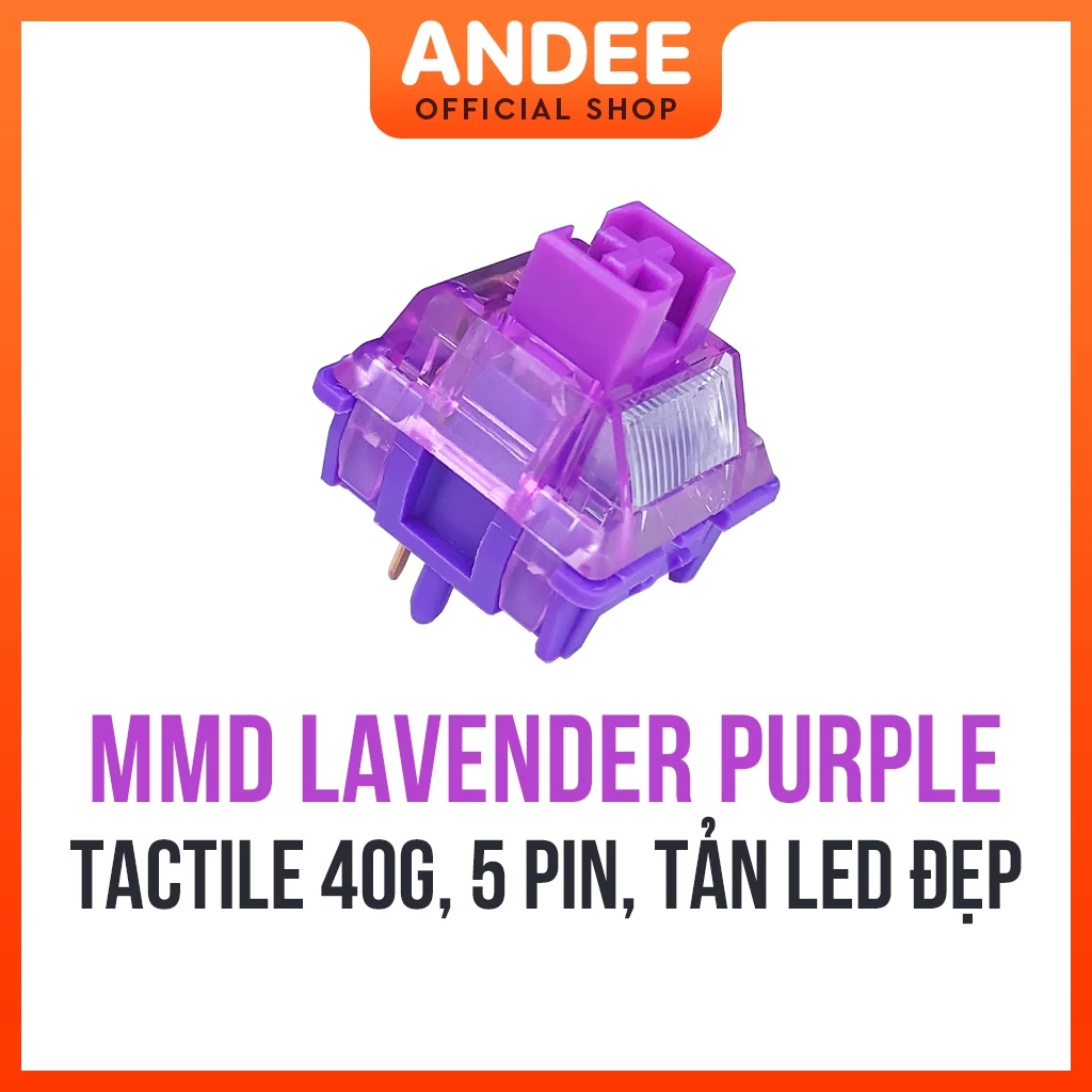 Switch MMD Lavender Purple 5 pin xuyên LED bán lẻ công tắc phím cơ giá rẻ chất lượng cao