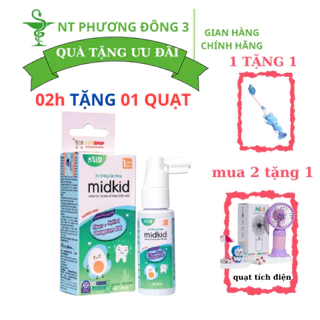 ( tặng bàn chải, quạt tích điện)Xịt sâu răng Midkid cho bé từ 1 tuổi,làm sạch,bảo vệ men răng, mảng bám ố vàng,viêm l