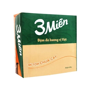 Thùng 30 gói mì 3 miền tôm chua cay 65g date mới