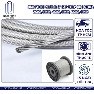 [LOẠI 10 MÉT] Dây Cáp Thép Bọc Nhựa 2mm, 3mm, 4mm, 5mm, 6mm, 8mm, Cáp Lụa Bọc Nhựa