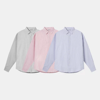 Áo Sơ Mi Tay Dài Nam Nữ Kẻ Sọc Teelab Local Brand Vải Oxford Cao Cấp 3 Màu Xanh, Hồng, Xám SS047