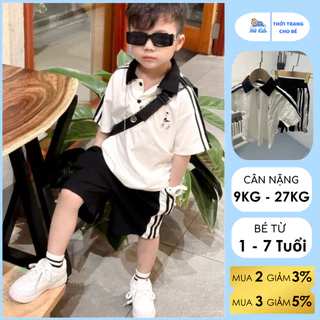 Set bộ cộc bé trai chất cotton 100% thoáng mát thấm hút mồ hôi đủ size 8 - 27kg cho bé đi học đi chơi SC089 Mỡ Kids