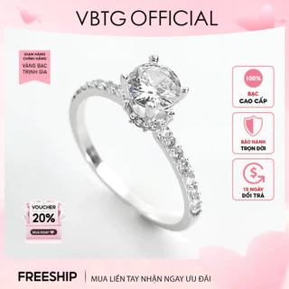 Nhẫn bạc Vàng bạc trịnh gia nữ đính đá đơn giản cá tính trang sức bạc Ý cao cấp ổ cao - VBTG8160