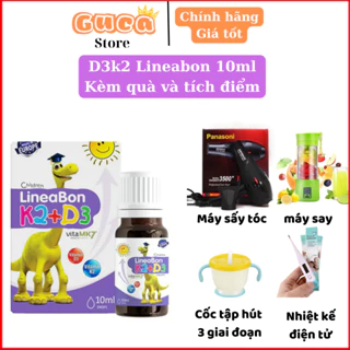 Lineabon k2 d3 bổ sung d3 k2 giúp hấp thu canxi hiệu quả, cải thiện mật độ xương, giúp xương và răng chắc khoẻ, lọ 10ml