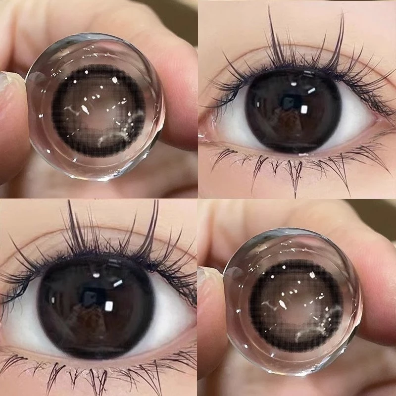 【0-6độ】lens cận lens xám tây lens đen kính áp tròng cận lens nâu lens xanh dương lá lens giãn tròng to14.5tím for girls