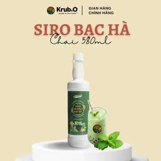 Siro Bạc Hà pha chế trà sữa chai 580ml- socola mint đá xay - Thương hiệu Krub.O Nguồn nông sản Việt