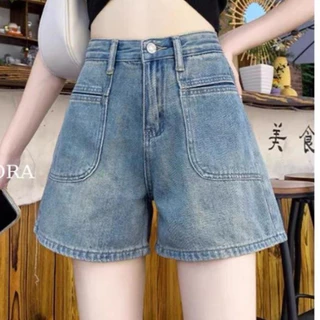 Quần Short Nữ , Quần Đùi Jeans Nữ Phối Túi Trước Cá Tính Độc Đáo L13