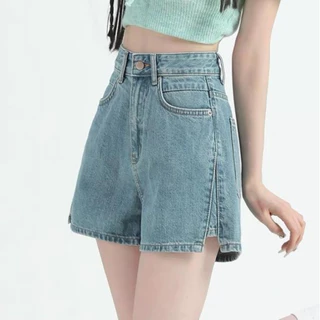 Quần Short Jeans Nữ , Quần Đùi Nữ Xẻ Gấu Màu Xanh Chất Liệu Bền Đẹp L006