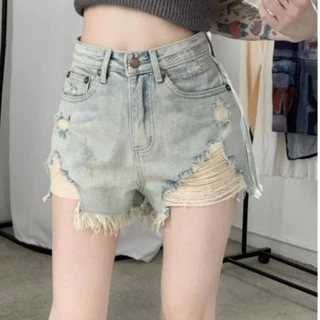 Quần Đùi Jeans Nữ , Quần Short Nữ Chất Liệu Denim Tua Rua Phong Cách Sexy Hót Hòn Họt L11