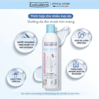 Bộ sản phẩm dưỡng ẩm và làm sạch da Evoluderm xịt khoáng 400ml + nước tẩy trang 250ml