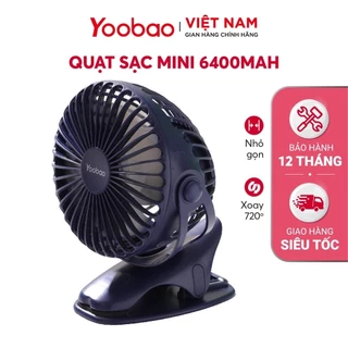 Quạt Kẹp Tích Điện Mini Yoobao Pin Khủng 6400mah Chạy 30h Có 4 Mức Gió Siêu Bền