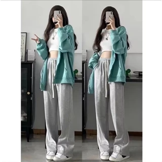 QUẦN SUÔNG DA CÁ, BAGGY DÀI VẢI XỐP CO GIÃN LƯNG THUN CARO FREE SIZE 45-60KG