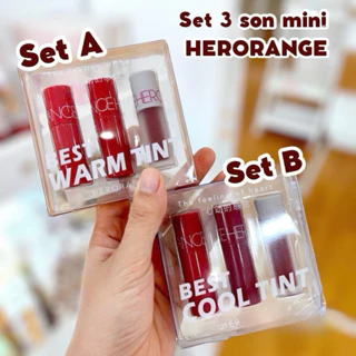 Set son Herorange mini thiết kế dễ thương chất son siêu mịn lên màu chuẩn