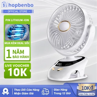 Quạt kẹp bàn mini gấp gọn BENBO tích điện để bàn kết hợp 5 tốc độ gió dung lượng 18000mAh