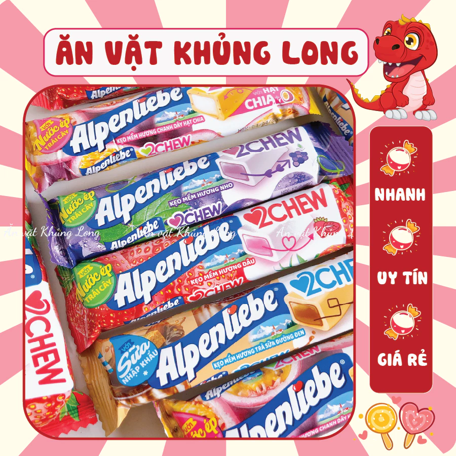 Kẹo Alpenliebe 2chew, kẹo béo mềm các vị (thỏi 24,5g)