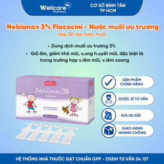 Nebianax 3% Flaconcini - Hộp 20 ống x 5ml dung dịch muối ưu trương rửa mũi cho trẻ sơ sinh & trẻ nhỏ