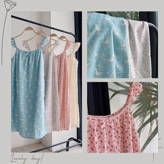 Váy ngủ đầm ngủ ngọt ngào dễ thương vintage VẢI LINEN BỘT sợi tự nhiên - TSN126