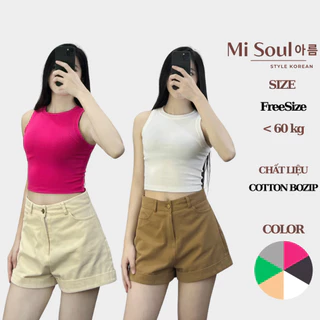 Áo Ba Lỗ Croptop Nữ Dáng Ôm Body Misoul,Áo Croptop Nữ Ba Lỗ Chất Cotton Bozip Thoáng Mát FreeSize 187