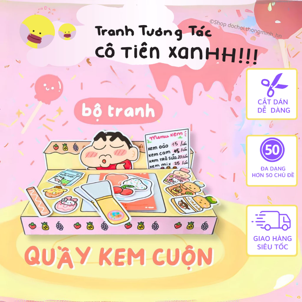 [SIÊU HOT] Tranh Kem cuộn Thái Lan mới nhất, Cô Tiên Xanh đồ chơi giấy giá rẻ, đồ chơi cắt dán bé gái