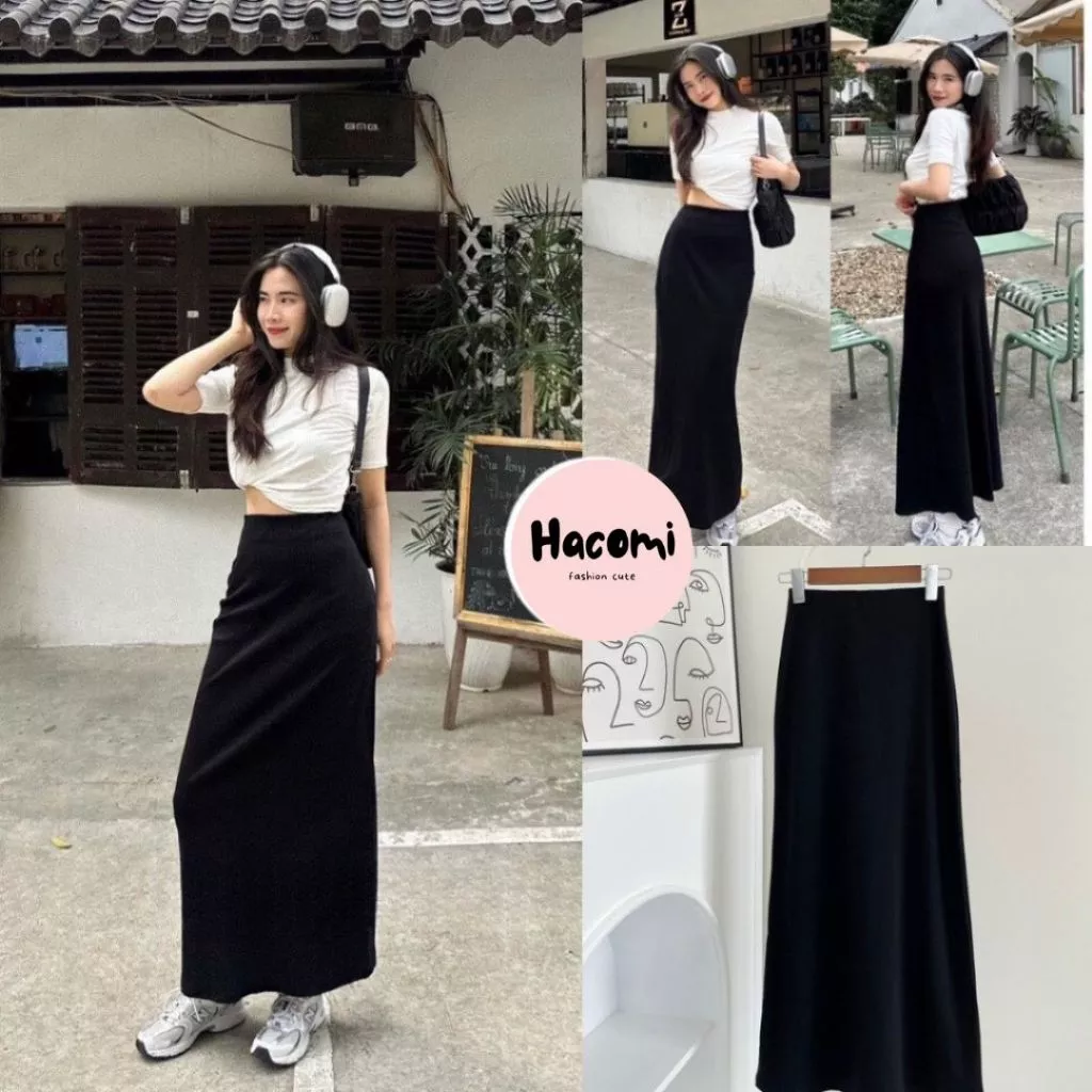 Chân váy dáng dài tôn dáng HACOMI, chân váy co dãn dễ phối đồ cho nữ hottren