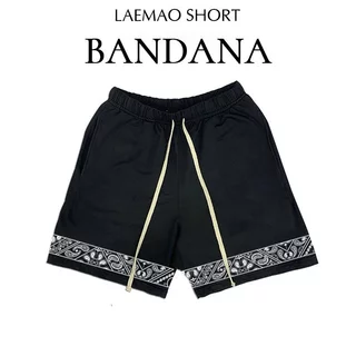 Quần short LAEMAO chất cotton nỉ da cá cao cấp, họa tiết Bandana