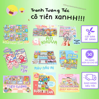 [MUA 5 TĂNG 1 GẮP STICKER] HƠN 30 BỘ TRANH TƯƠNG TÁC CÔ TIÊN XANH