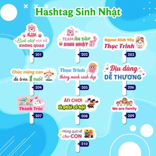 Bảng hashtag cầm tay chụp hình SINH NHẬT dày 5mm - Mã: 201 - 220