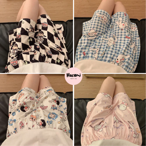 Quần short, quần đùi unisex quần đùi hoạt hình nam nữ, quần short hoạt hình nhiều họa tiết Haco Freesize đến 45kg