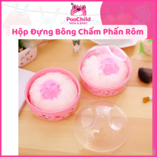 Hộp đựng phấn rôm cho bé kèm bông chậm phấn, hộp bông phấn em bé