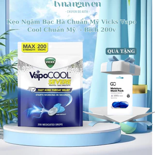 Kẹo Ngậm Bạc Hà Giảm Ho Chuẩn Mỹ Vicks Vapo Cool Chuẩn Hàng Mỹ  - Bịch 200v