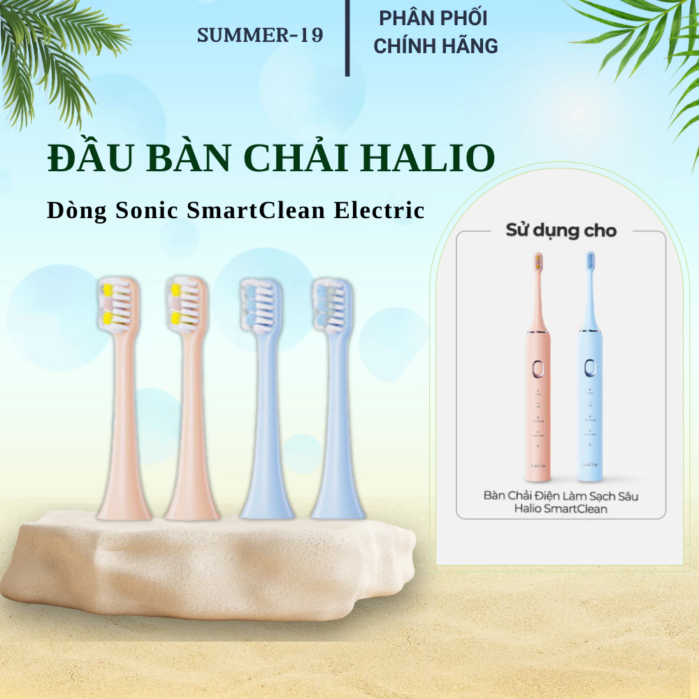 Bộ 2 đầu bàn chải điện Halio Sonic SmartClean Electric Toothbrush