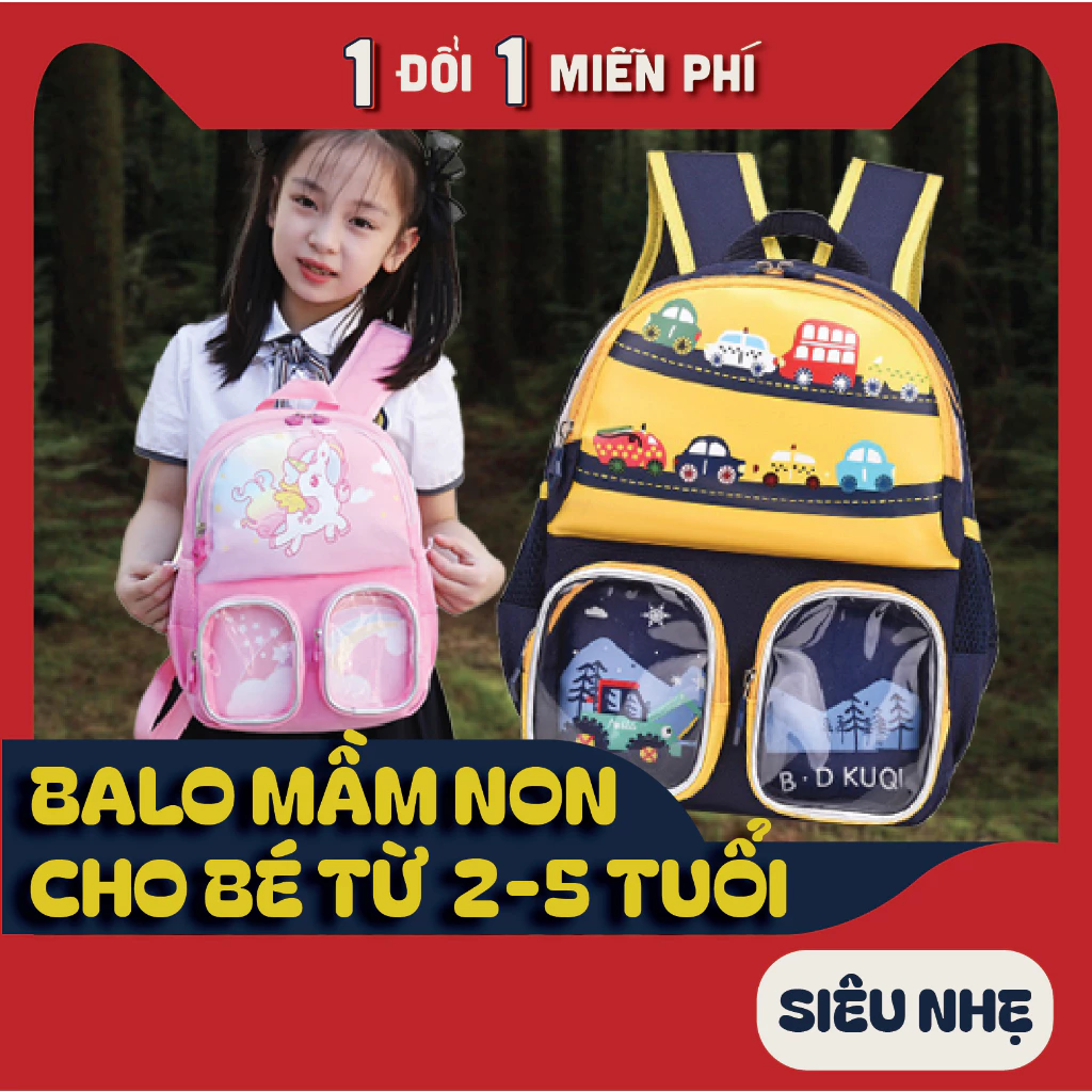 Balo cho bé trai bé gái đi học mẫu giáo mầm non TINOKIDS chống thấm nước,siêu nhẹ 390gram