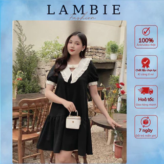 Váy bầu, đầm bầu thời trang LAMBIE dáng babydoll tay ngắn cổ bèo phối nơ, thiết kế phong cách tiểu thư xinh xắn