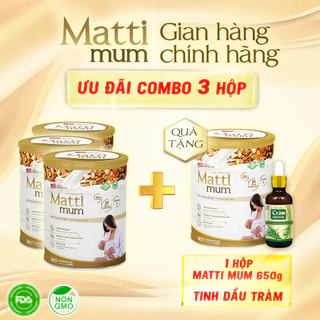 [Combo 3 Hộp] Sữa Hạt Lợi Matti Mum 650g Chiết Xuất Cỏ Cà Ri Và Thiên Môn Chùm, Tăng Cường Tiết Sữa, Cải Thiện Vóc Dáng