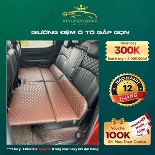 Giường đệm 6 lớp ghế sau ô tô bằng da cao cấp, Giường nệm xe hơi bằng da gấp gon thông minh, Giường ô tô King Car SKU02