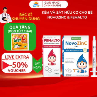 Combo sắt kẽm cho bé Novocare - Femalto sắt cho bé, NovoZinC kẽm cho bé, giúp tăng đề kháng, ăn ngon cho bé Hello Sun