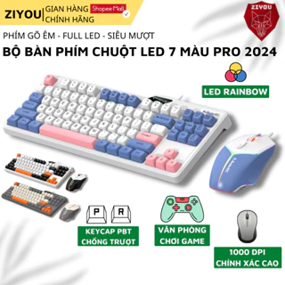 Bộ Bàn Phím Chuột Máy Tính Có Dây Ziyou KM870 Full LED 87 Phím Giả Cơ Gõ Êm Cho Văn Phòng, Chơi Game