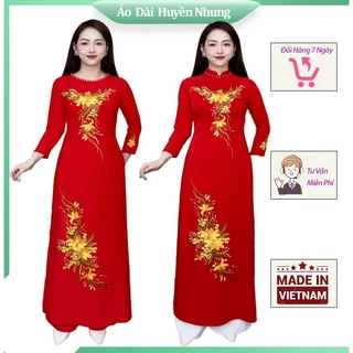 Áo dài truyền thống lụa mỹ thêu hoa cho nữ size S,M,L,XL,XXL,3XL