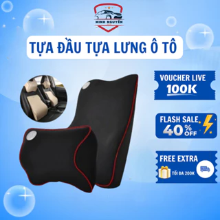 Gối tựa đầu và kê tựa lưng ghế ô tô cao su non nỉ cao cấp chống đau mỏi lưng,cổ,vai khi đi lái oto xe hơi - BH 2 năm !